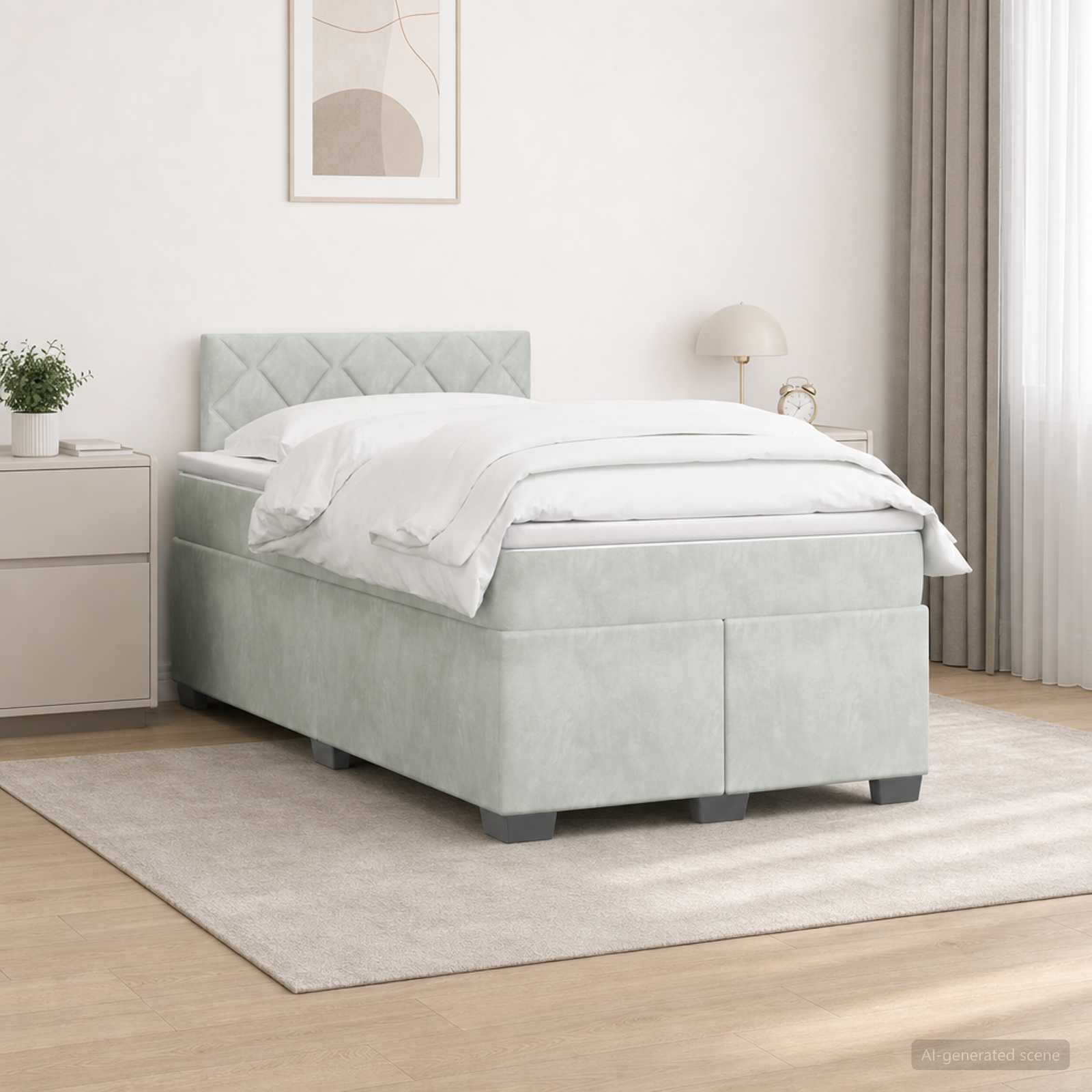 3452144_1.jpg vidaXL Posteľ s boxspringom a matracom a LED Svetlosivá 120 x 190 cm – Obrázok 1