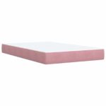 vidaXL Posteľ s boxspringom a matracom a LED Ružová 120 x 200 cm Zamat – Obrázok 5