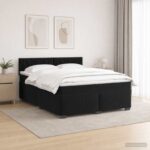 vidaXL Posteľ s boxspringom a matracom a LED Čierna 140 x 190 cm Zamat – Obrázok 12