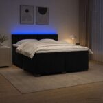 vidaXL Posteľ s boxspringom a matracom a LED Čierna 140 x 200 cm Zamat – Obrázok 13