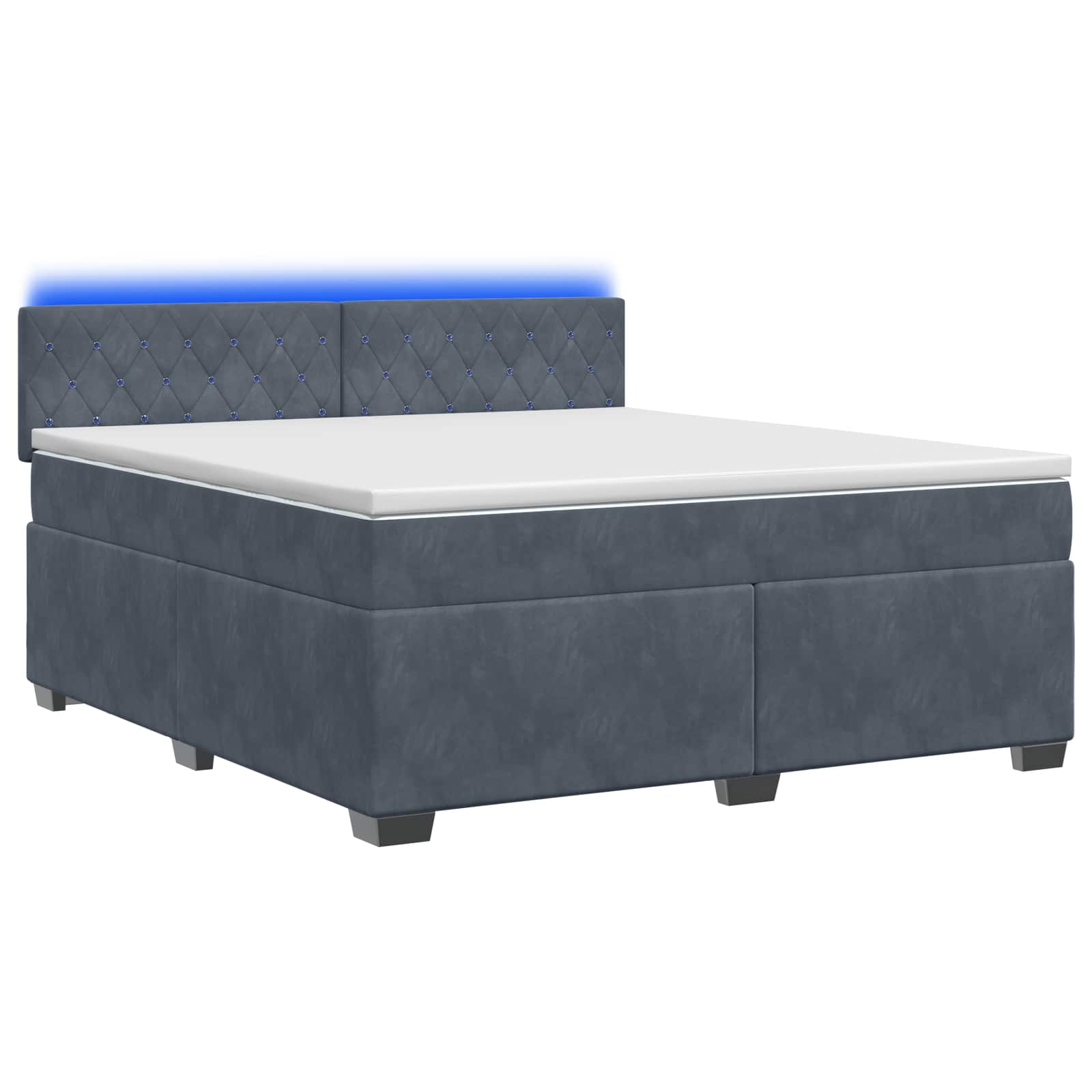 3452223_1.jpg vidaXL Posteľ s boxspringom a matracom a LED Tmavosivá 180 x 200 cm – Obrázok 1