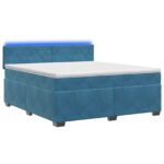 vidaXL Posteľ s boxspringom a matracom a LED Modrá 180 x 200 cm Zamat