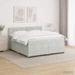 vidaXL Posteľ s boxspringom a matracom a LED Svetlosivá 180 x 200 cm – Obrázok 12