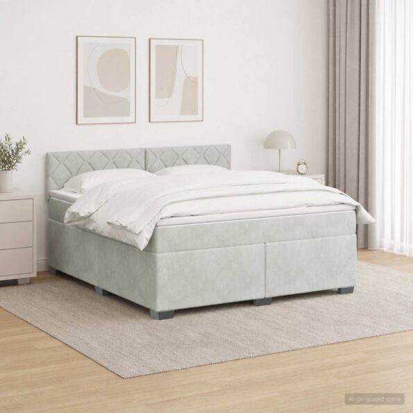 vidaXL Posteľ s boxspringom a matracom a LED Svetlosivá 180 x 200 cm – Obrázok 12