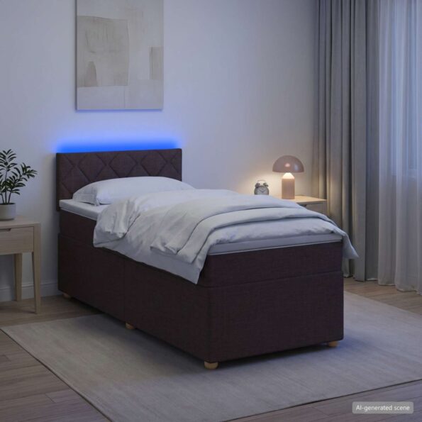 vidaXL Posteľ boxspring s matracom Tmavohnedá 80 x 200 cm Látka – Obrázok 4