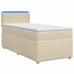 vidaXL Posteľ boxspring s matracom Krémová 100 x 200 cm Látka