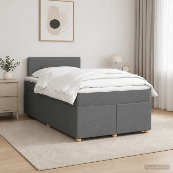 vidaXL Posteľ boxspring s matracom Tmavosivá 120 x 190 cm Látka – Obrázok 12