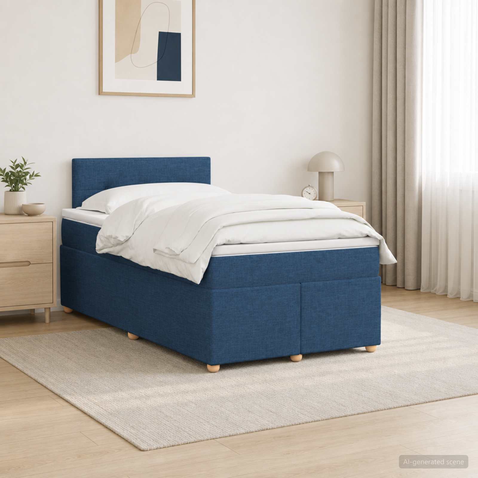 3452379_1.jpg vidaXL Posteľ boxspring s matracom Modrá 120 x 190 cm Látka – Obrázok 1