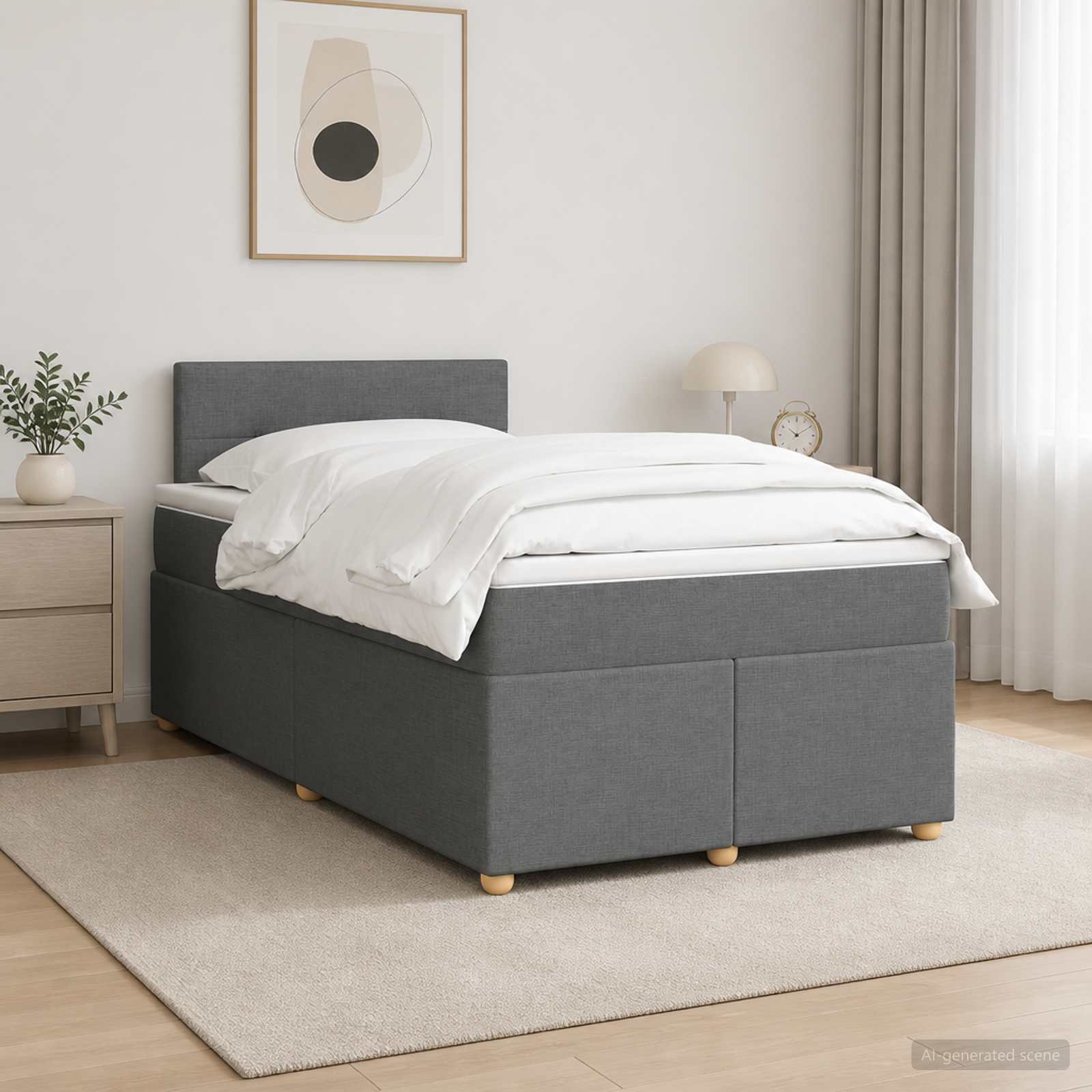 3452395_1.jpg vidaXL Posteľ boxspring s matracom Tmavosivá 120 x 200 cm Látka – Obrázok 1