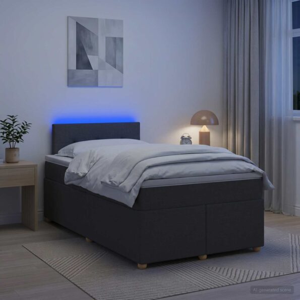 vidaXL Posteľ boxspring s matracom Tmavosivá 120 x 200 cm Látka – Obrázok 4