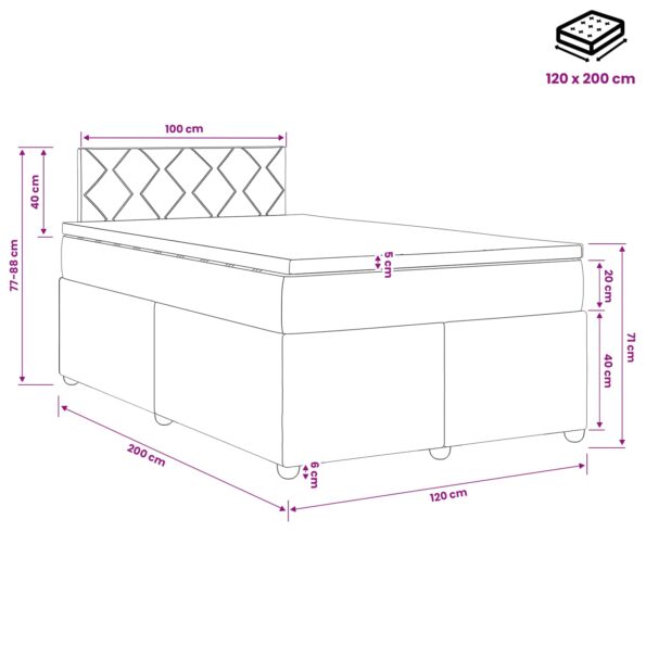 vidaXL Posteľ boxspring s matracom Sivohnedá 120 x 200 cm Látka – Obrázok 11