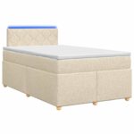 vidaXL Posteľ boxspring s matracom Krémová 120 x 200 cm Látka