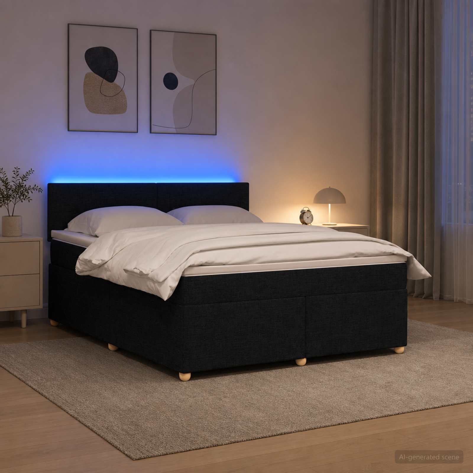 3452438_1.jpg vidaXL Posteľ boxspring s matracom Čierna 140 x 200 cm Látka – Obrázok 1