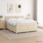 vidaXL Posteľ boxspring s matracom Krémová 160 x 200 cm Látka – Obrázok 12