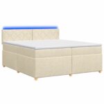 vidaXL Posteľ boxspring s matracom Krémová 200 x 200 cm Látka