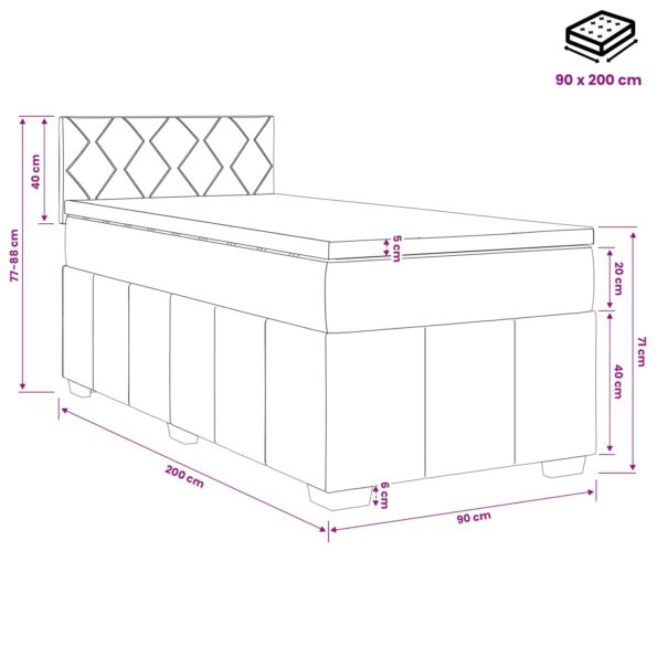 vidaXL Posteľ boxspring s matracom Sivohnedá 90 x 200 cm Látka – Obrázok 11