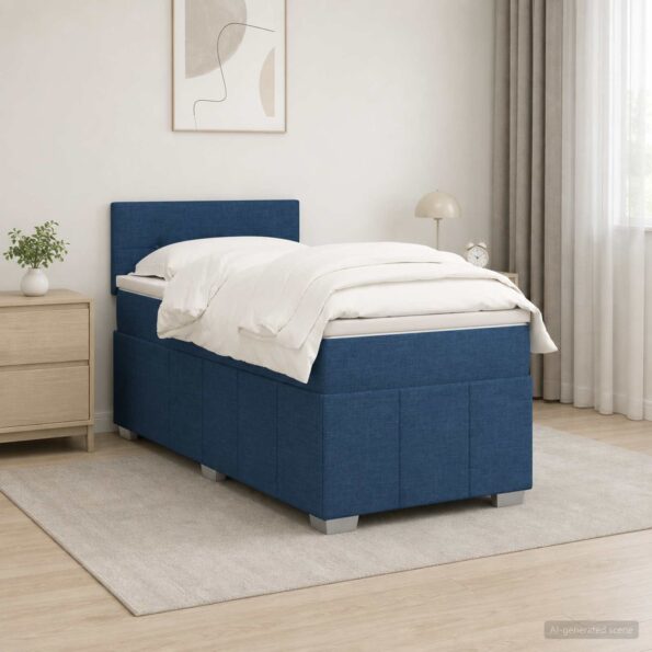 vidaXL Posteľ boxspring s matracom Modrá 100 x 200 cm Látka – Obrázok 12