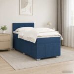vidaXL Posteľ boxspring s matracom Modrá 100 x 200 cm Látka