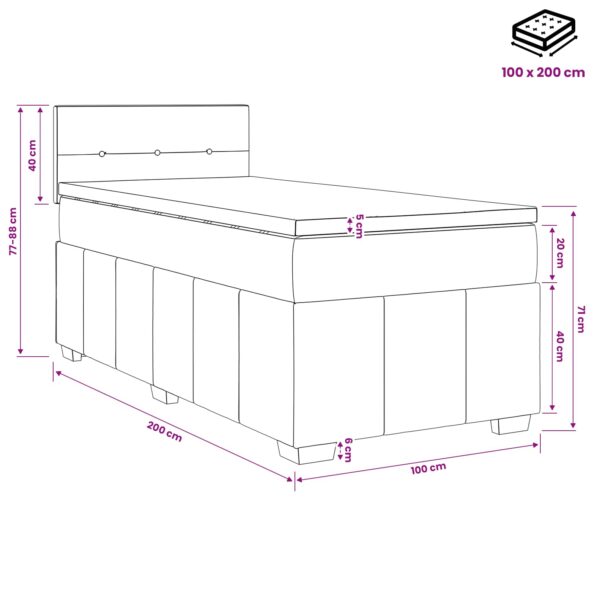 vidaXL Posteľ boxspring s matracom Modrá 100 x 200 cm Látka – Obrázok 11