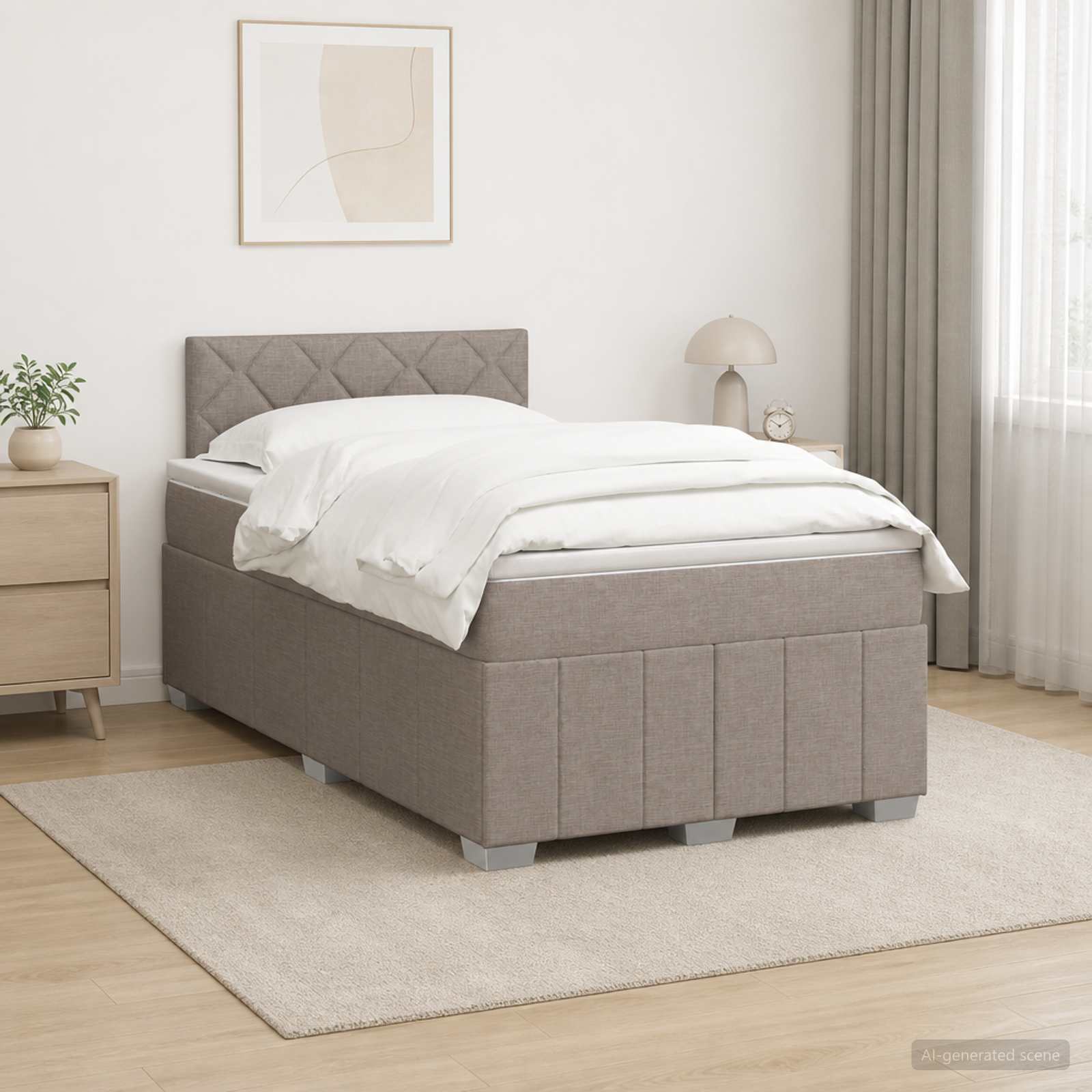 3452639_1.jpg vidaXL Posteľ boxspring s matracom Sivohnedá 120 x 190 cm Látka – Obrázok 1