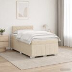 vidaXL Posteľ boxspring s matracom Krémová 120 x 190 cm Látka