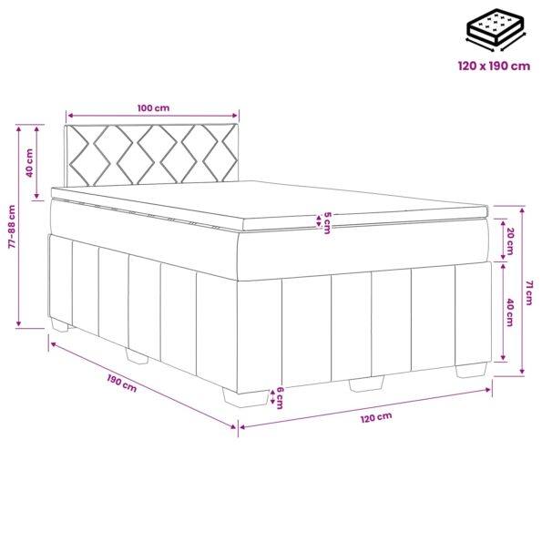 vidaXL Posteľ boxspring s matracom Krémová 120 x 190 cm Látka – Obrázok 11