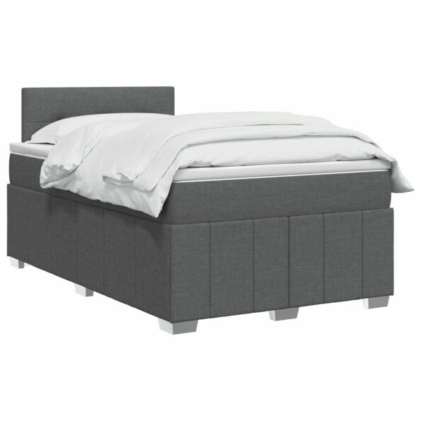 vidaXL Posteľ boxspring s matracom Tmavosivá 120 x 200 cm Látka – Obrázok 2