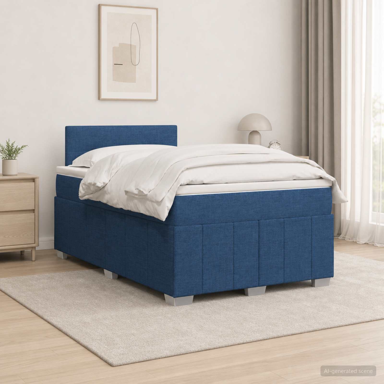 3452655_1.jpg vidaXL Posteľ boxspring s matracom Modrá 120 x 200 cm Látka – Obrázok 1