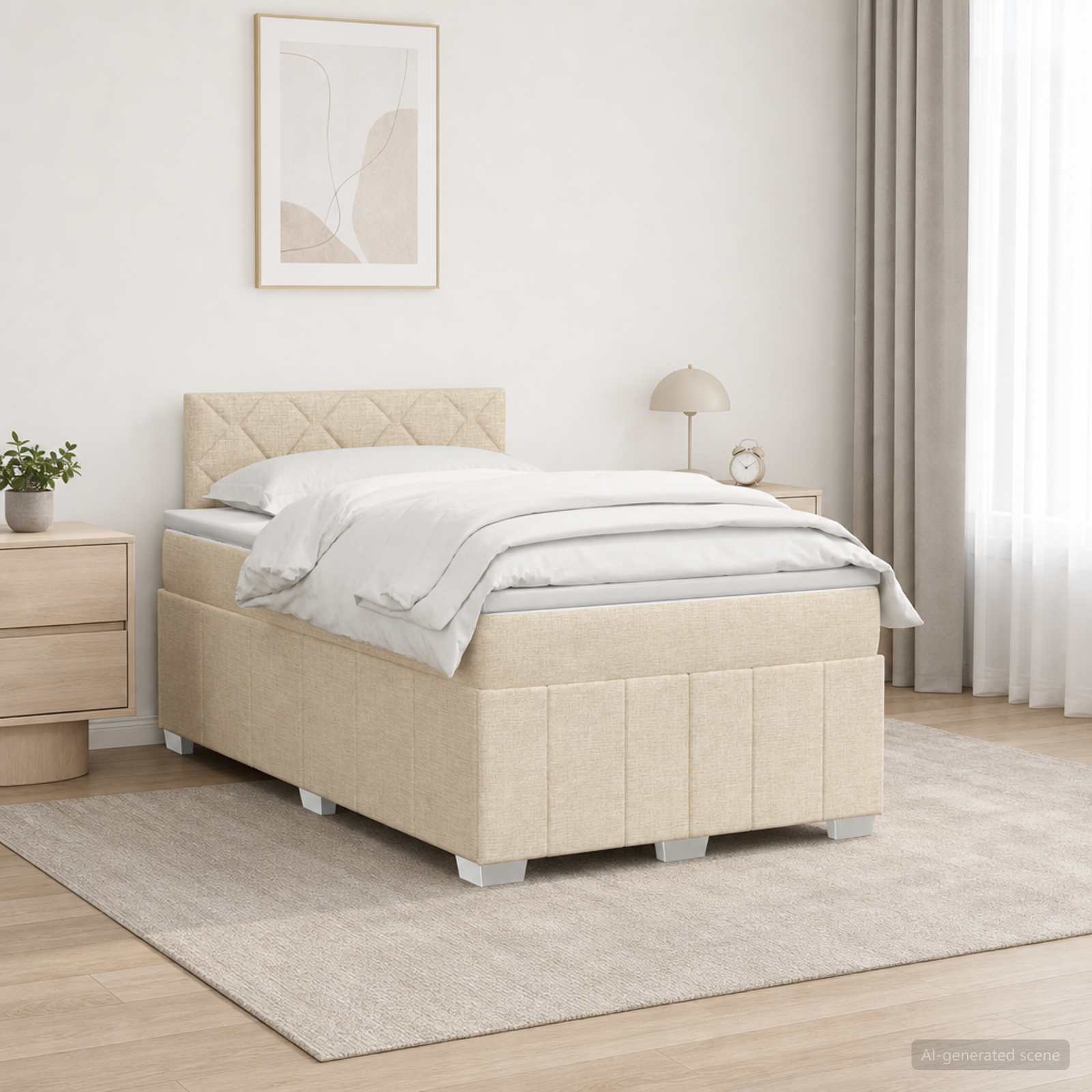 3452661_1.jpg vidaXL Posteľ boxspring s matracom Krémová 120 x 200 cm Látka – Obrázok 1