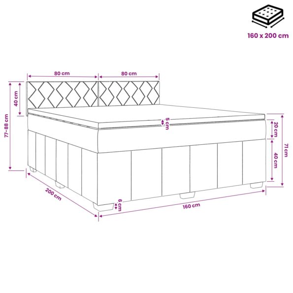 vidaXL Posteľ boxspring s matracom Sivohnedá 160 x 200 cm Látka – Obrázok 11