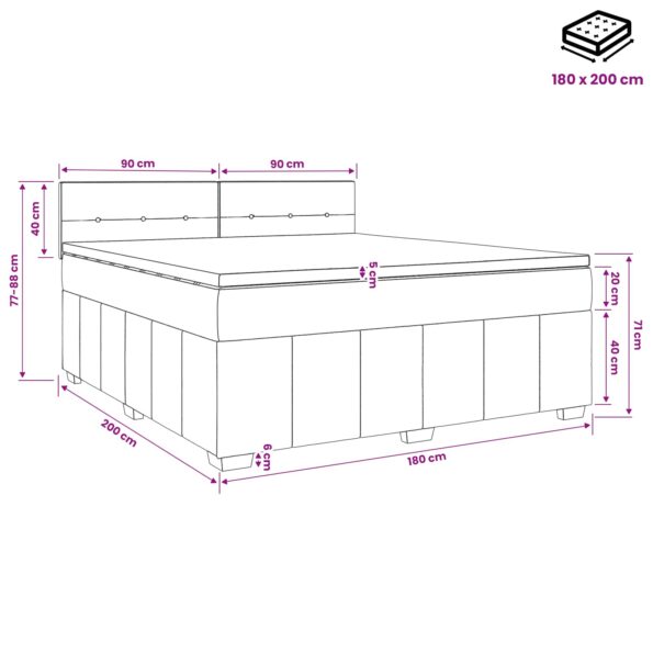 vidaXL Posteľ boxspring s matracom Tmavohnedá 180 x 200 cm Látka – Obrázok 11