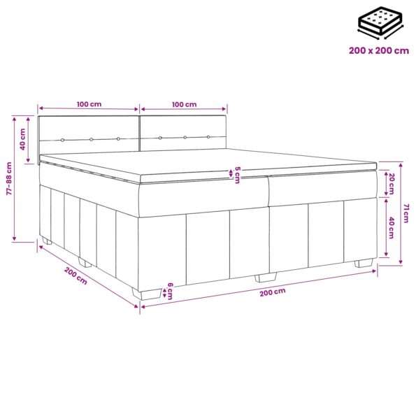 vidaXL Posteľ boxspring s matracom Sivohnedá 200 x 200 cm Látka – Obrázok 11