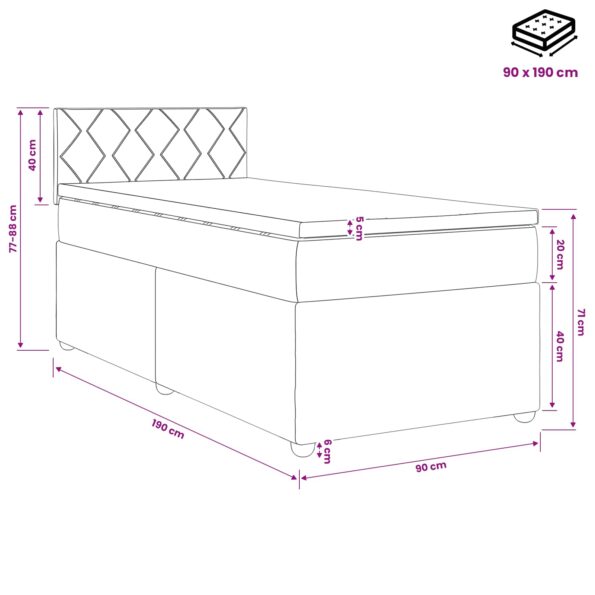 vidaXL Posteľ boxspring s matracom Sivohnedá 90 x 190 cm Látka – Obrázok 11
