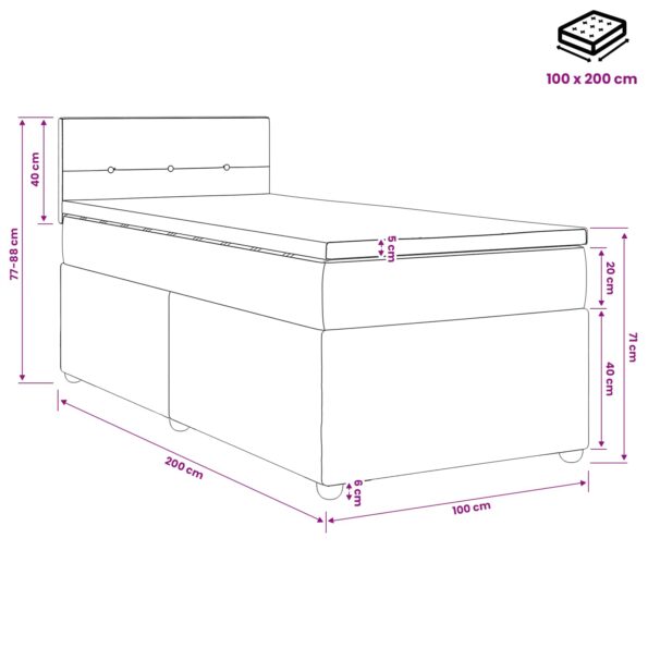 vidaXL Posteľ boxspring s matracom Modrá 100 x 200 cm Látka – Obrázok 11