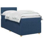 vidaXL Posteľ boxspring s matracom Modrá 100 x 200 cm Látka – Obrázok 2