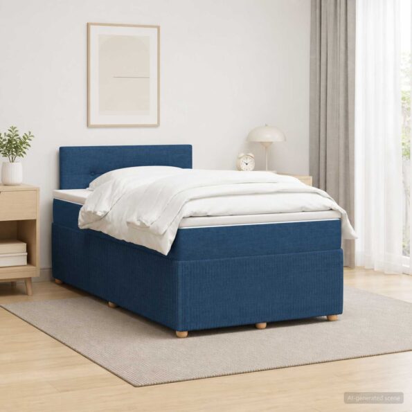 vidaXL Posteľ boxspring s matracom Modrá 120 x 190 cm Látka – Obrázok 12