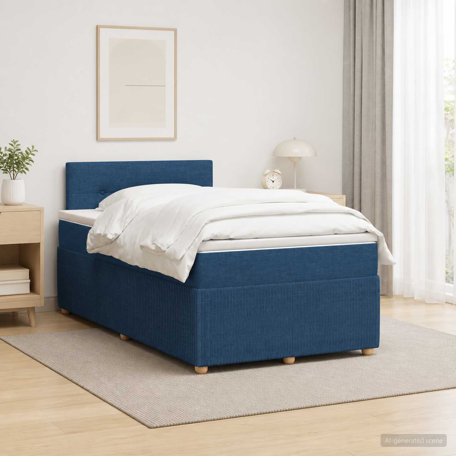 3452889_1.jpg vidaXL Posteľ boxspring s matracom Modrá 120 x 190 cm Látka – Obrázok 1