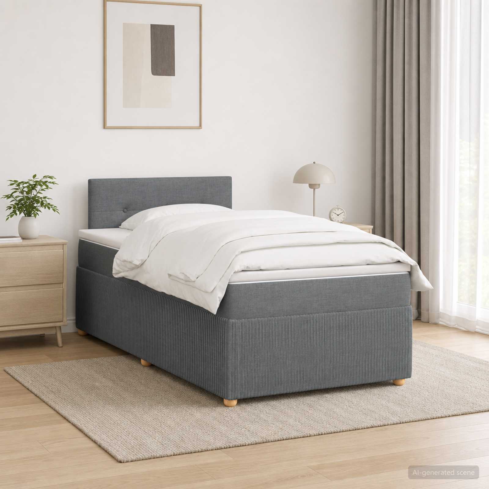 3452905_1.jpg vidaXL Posteľ boxspring s matracom Tmavosivá 120 x 200 cm Látka – Obrázok 1