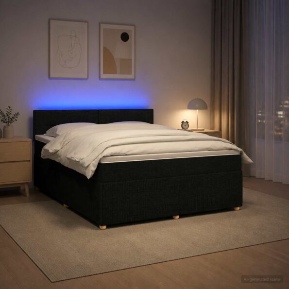 vidaXL Posteľ boxspring s matracom Čierna 140 x 190 cm Látka – Obrázok 4