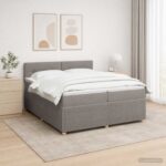 vidaXL Posteľ boxspring s matracom Sivohnedá 200 x 200 cm Látka