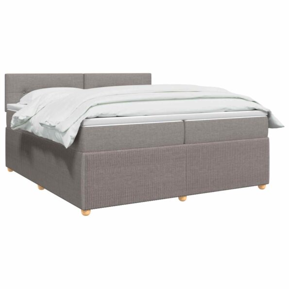 vidaXL Posteľ boxspring s matracom Sivohnedá 200 x 200 cm Látka – Obrázok 2