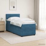 vidaXL Posteľ boxspring s matracom Modrá 90 x 190 cm Zamat