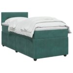 vidaXL Posteľ boxspring s matracom Tmavozelená 100 x 200 cm Zamat – Obrázok 2
