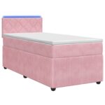 vidaXL Posteľ boxspring s matracom Ružová 100 x 200 cm Zamat – Obrázok 2