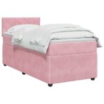 vidaXL Posteľ boxspring s matracom Ružová 100 x 200 cm Zamat – Obrázok 3