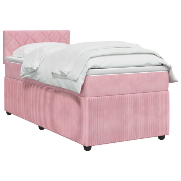 vidaXL Posteľ boxspring s matracom Ružová 100 x 200 cm Zamat – Obrázok 3