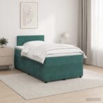 vidaXL Posteľ boxspring s matracom Tmavozelená 120 x 190 cm Zamat – Obrázok 12