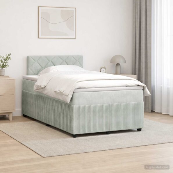 vidaXL Posteľ boxspring s matracom Svetlosivá 120 x 190 cm Zamat – Obrázok 12