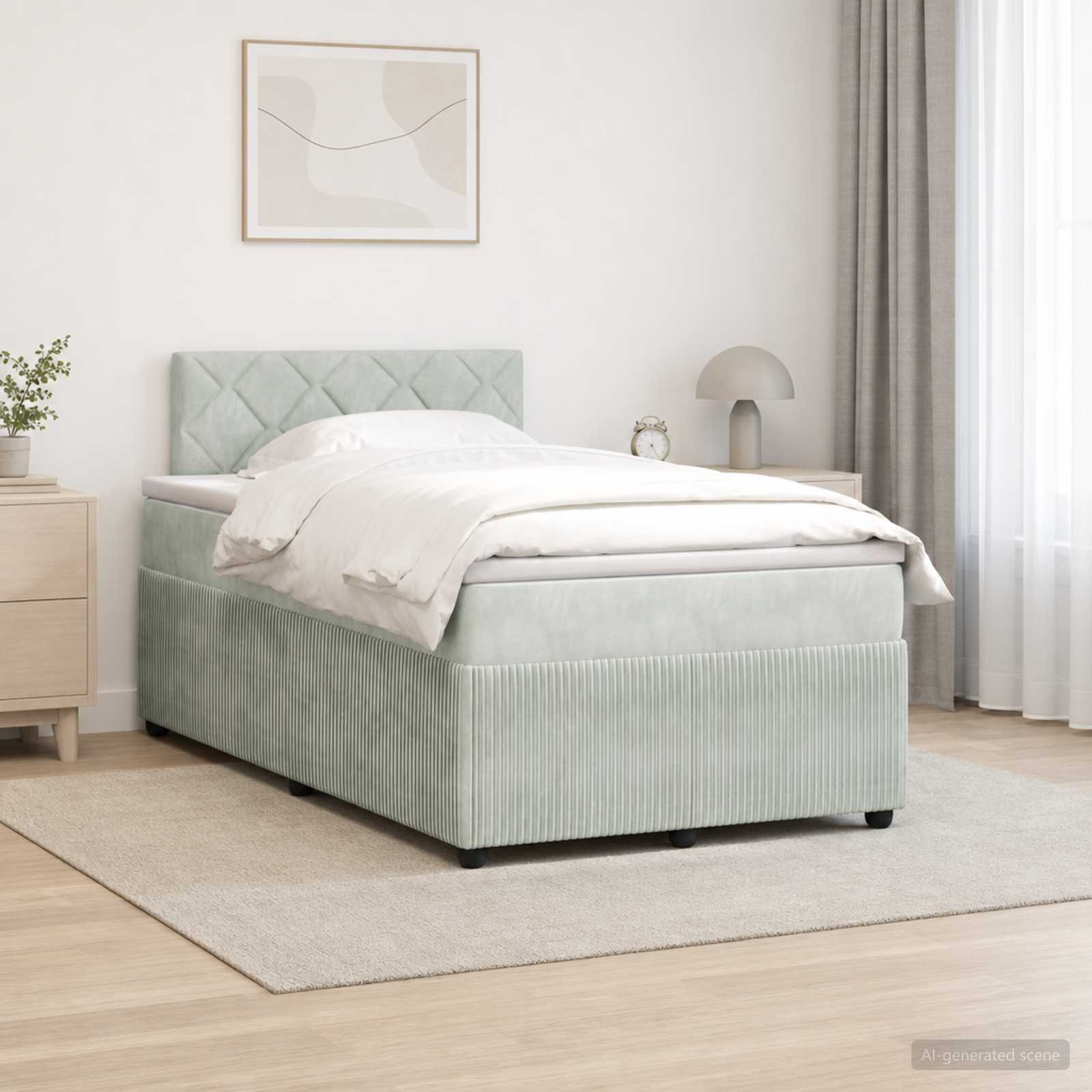 3453107_1.jpg vidaXL Posteľ boxspring s matracom Svetlosivá 120 x 190 cm Zamat – Obrázok 1