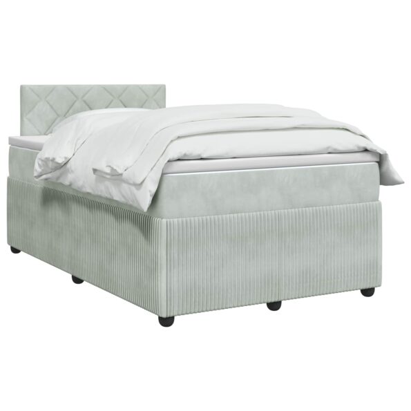 vidaXL Posteľ boxspring s matracom Svetlosivá 120 x 190 cm Zamat – Obrázok 2